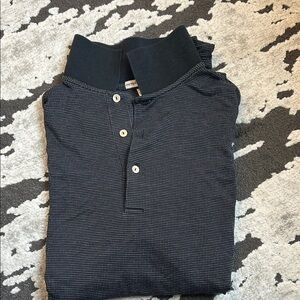 Peter Millar Black and White Striped Polo